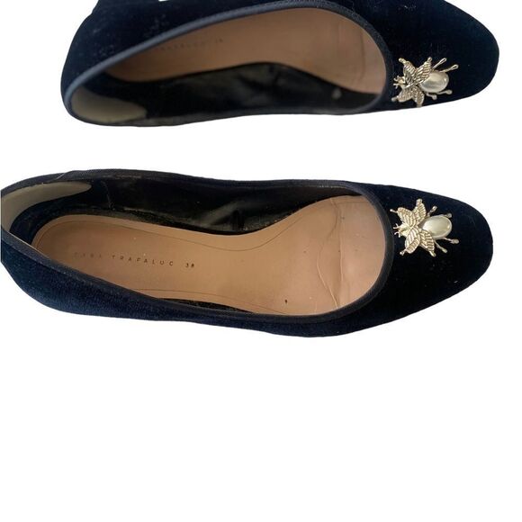 Zara Velvet Trafaluc Beetle/Bee Embellished  shoes limited edition SZ 38 - Picture 7 of 10